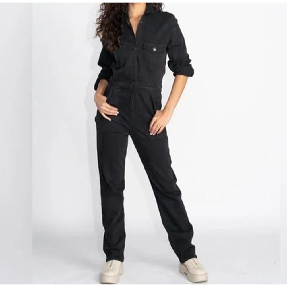 Rivet Utility Size Small Powerhouse Denim Jumpsuit Black $425 MSRP Designer RARE